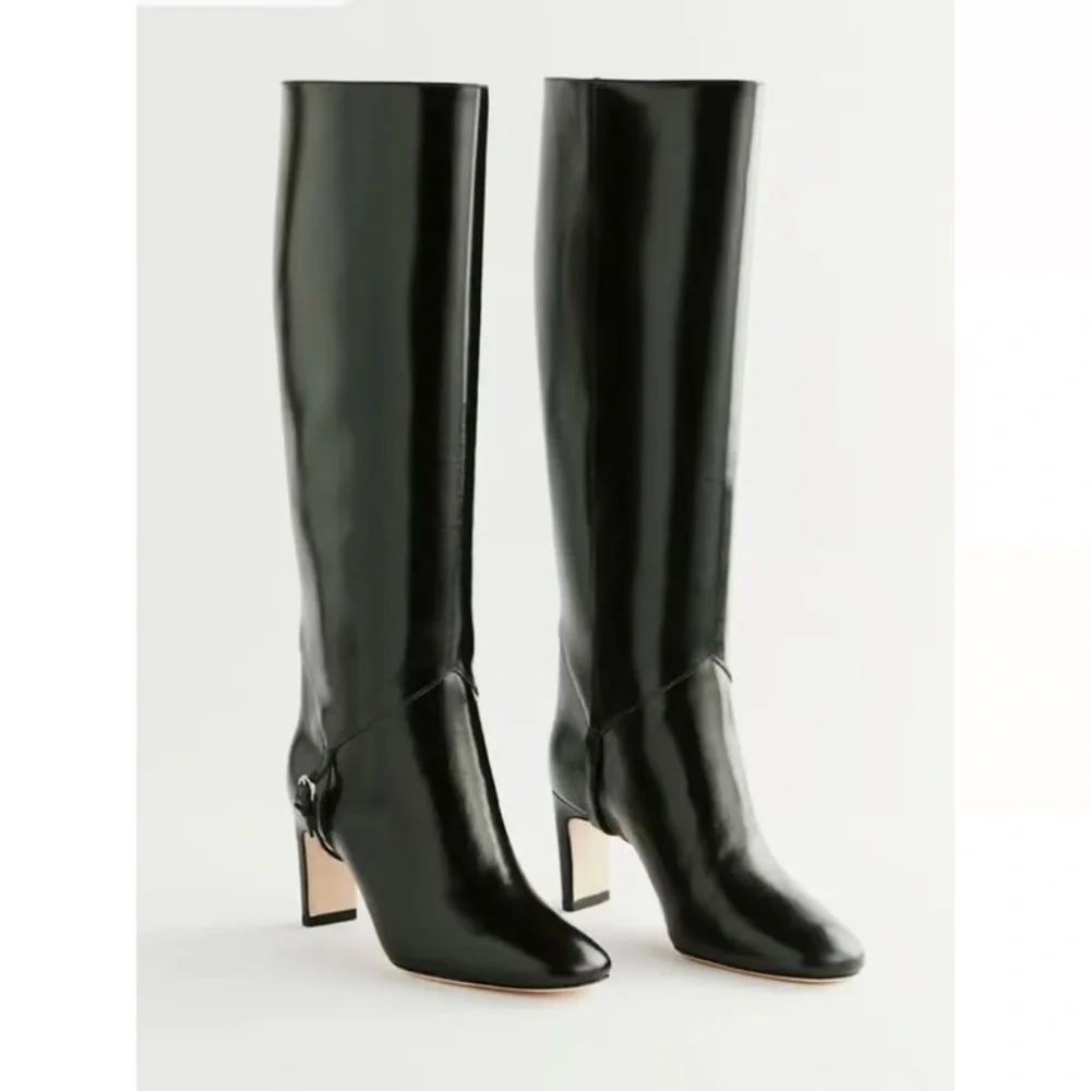 Reformation Black Patent Over-the-Knee Pull-On Boots